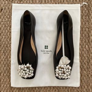 Vintage kate spade black flats w/pearls sz 8 1/2